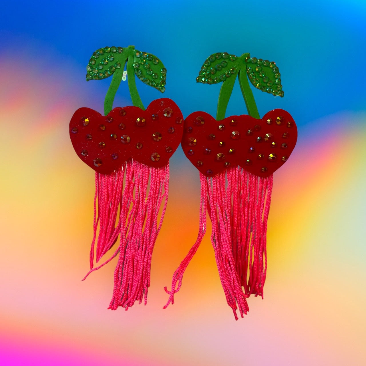 Heart cherry earrings