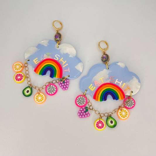 Eat shit rainbow earrings