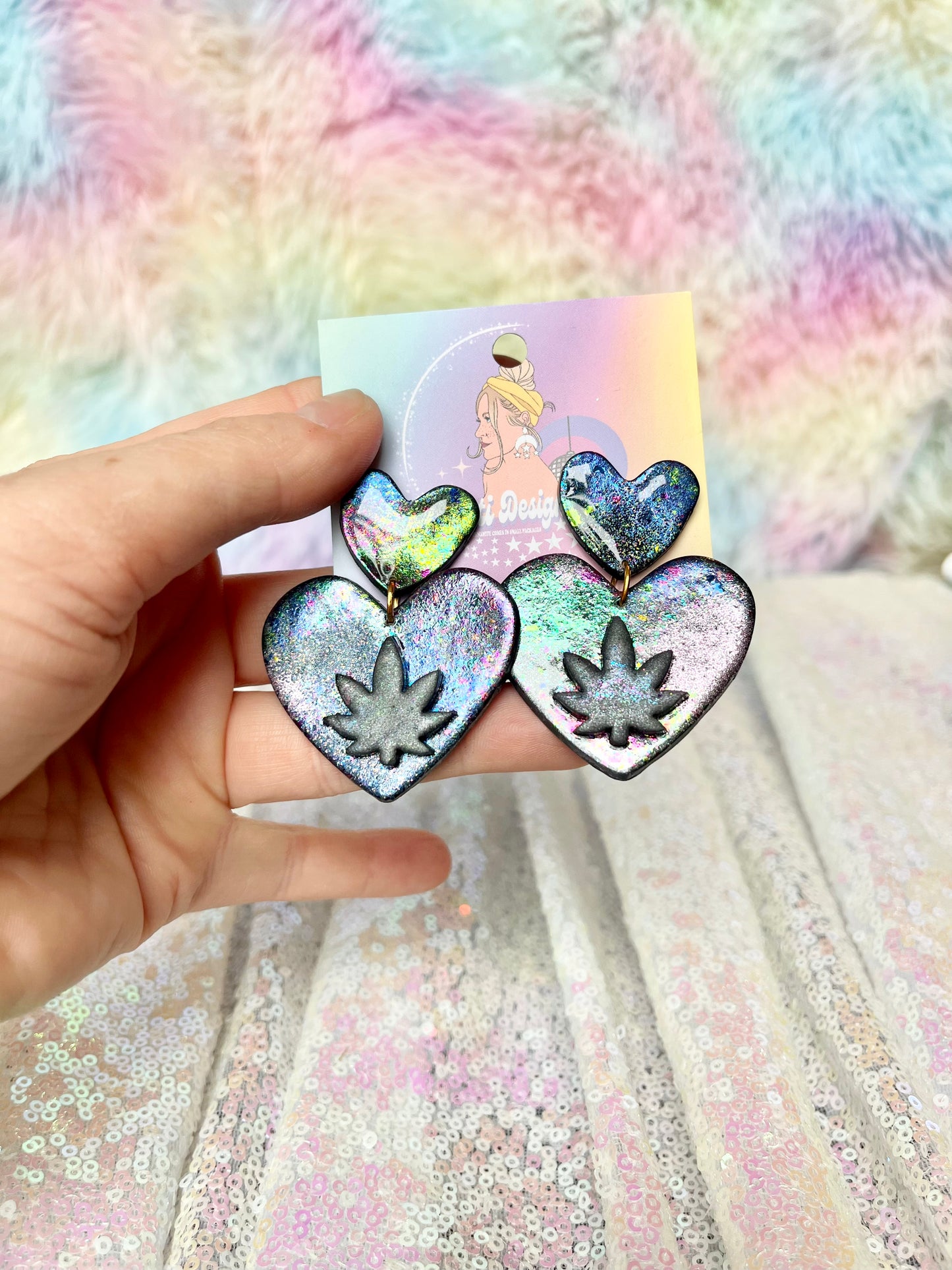 Heart earrings with leaves