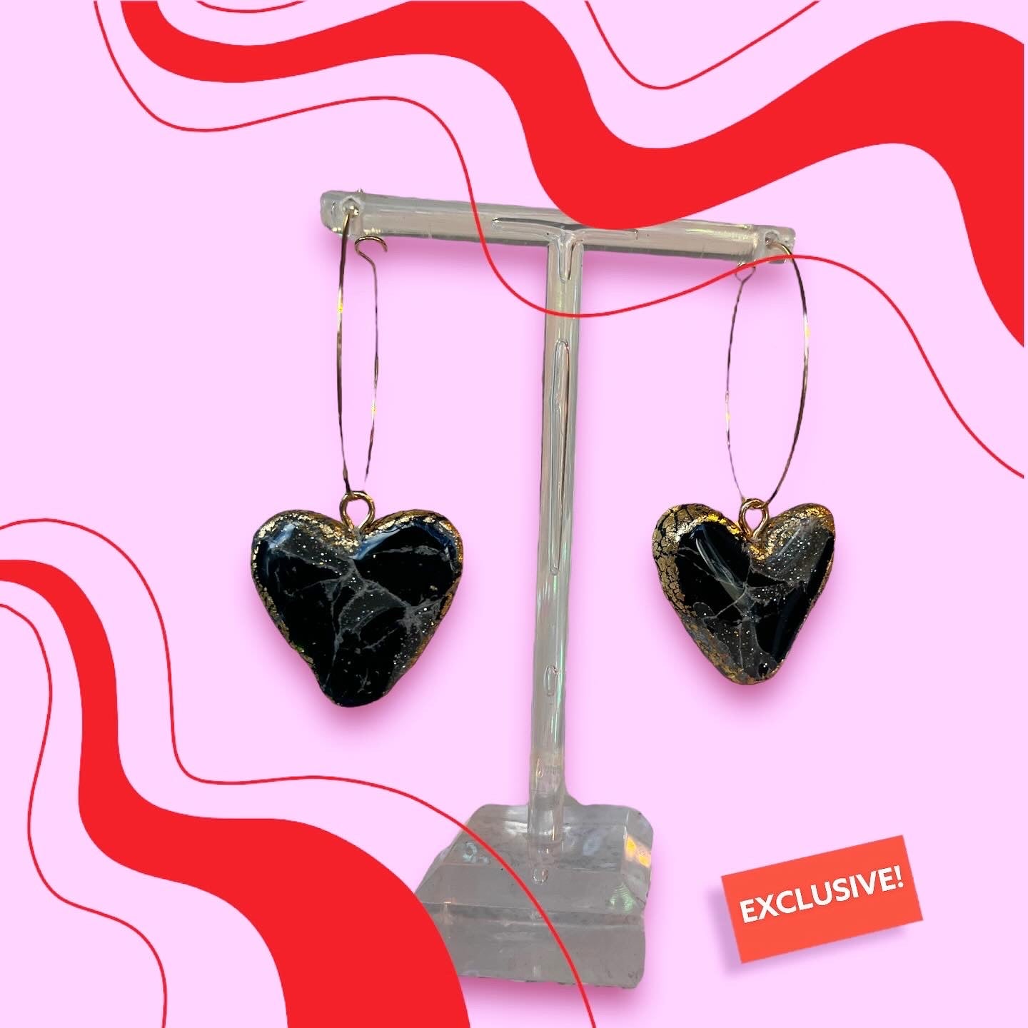 Dainty black heart earrings