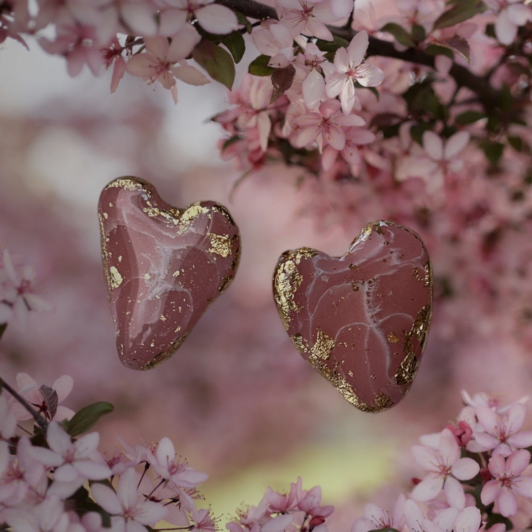 Faux rose quartz studs