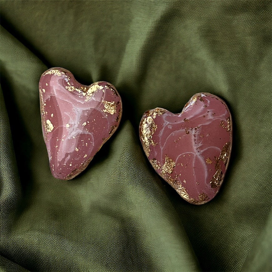 Faux rose quartz studs